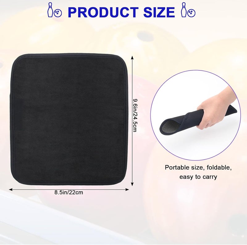Anglekai 3 Pack Bowling Ball Towels, 10" x 8" Microfiber Bowling Shammy Accessories with Easy-Grip Dots Non-Slip (Black) - Image 2